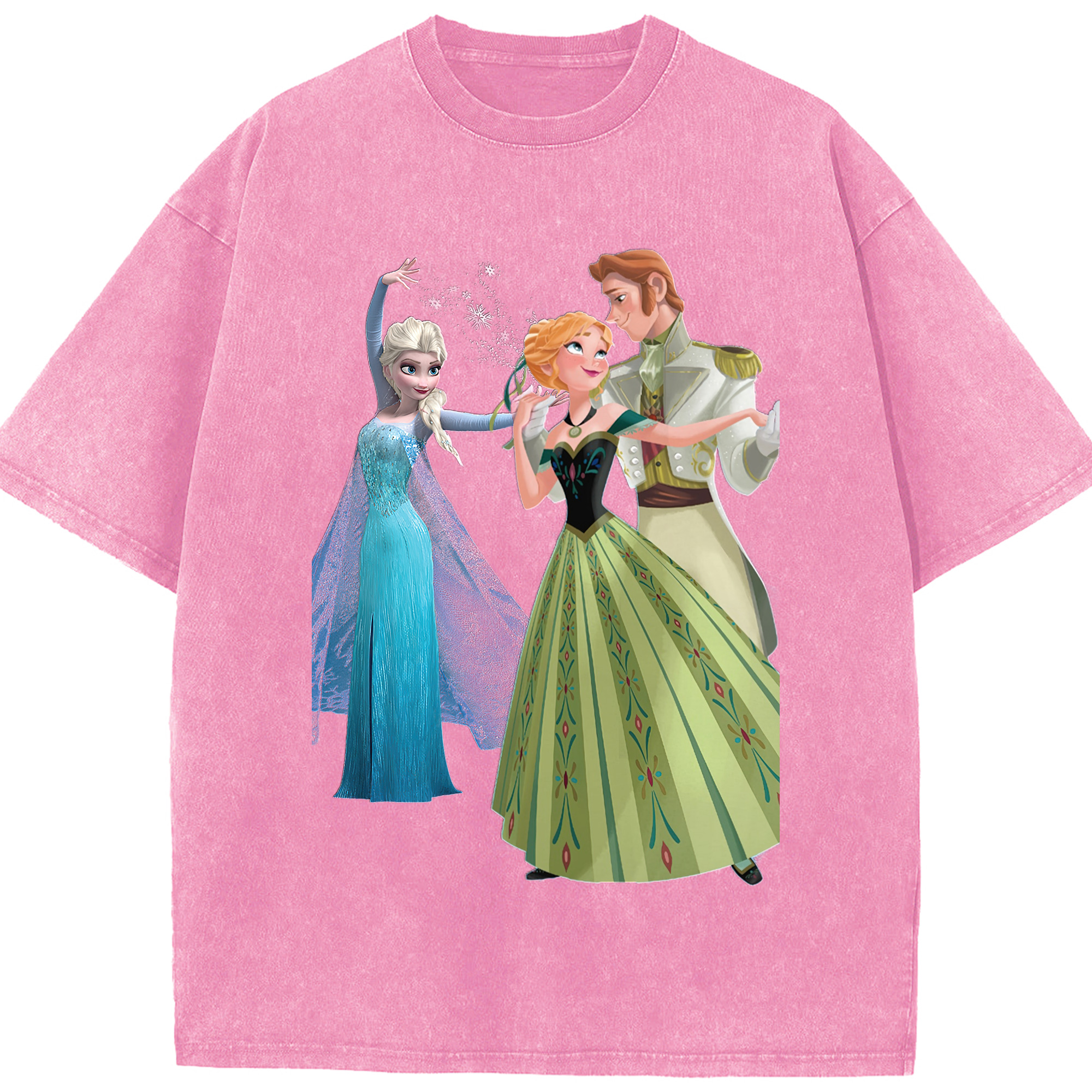 （画像用） アナと雪の女王 アンナ エルサ Frozen Anna Elsa 綿100% ヴィンテージ風 半袖Tシャツ（フロントプリント）